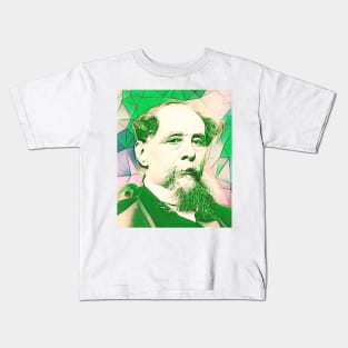 Charles Dickens Green Portrait | charlles dickens artwork 7 Kids T-Shirt